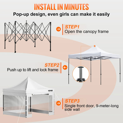 SucceBuy 10x10 Pop Up auvent tente extérieure dix avec parois latérales amovibles et sac à roulettes abri portable instantané pour camp de fête