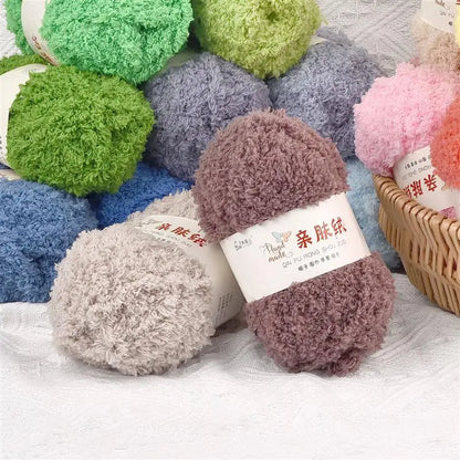 Fil Chenille doux et fin en velours de corail, 50g/paquet, fils de serviette pour tricoter, fil au Crochet, tricot à la main, poupées de bricolage