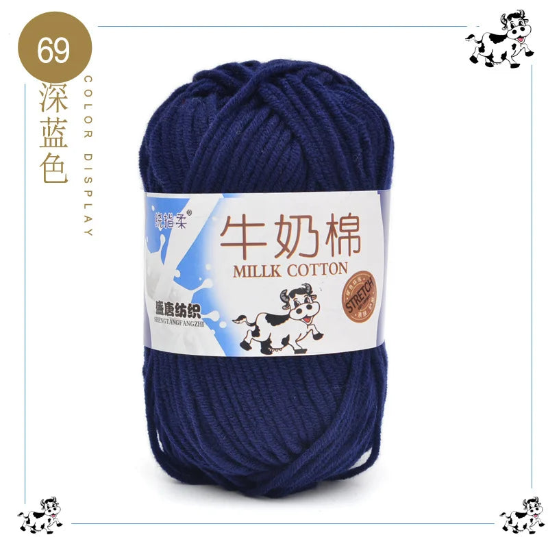 Fil à tricoter en coton au lait, 5 brins, 50g, pour bricolage de sacs de poupée, fil, écharpe, chaussettes
