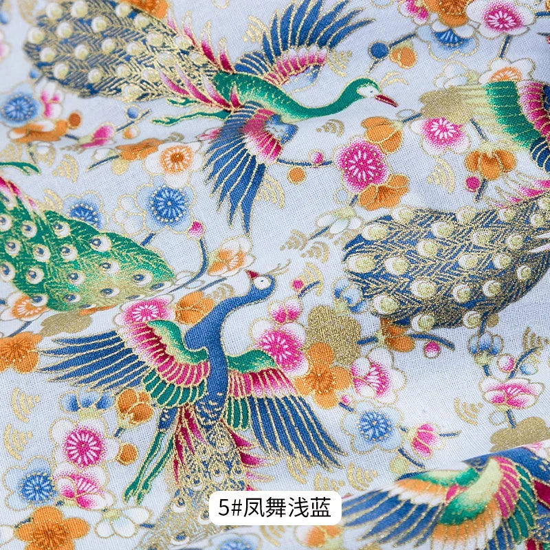 Tissu bronzé Kimono japonais 50x145cm, tissu en coton imprimé fleurs de cerisier Sushi, matériaux de bricolage, accessoires de Patchwork pour la couture