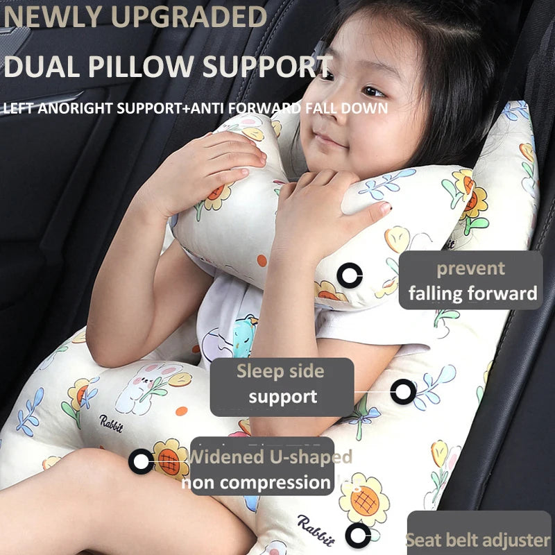 Cute Animal Pattern Kid Neck Head Support, U-Shape Children Travel Pillow Cushion for Car Seat, Safety Neck Pillow for Kids