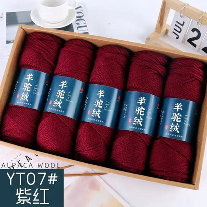 Fil de laine d'alpaga et cachemire, 500 g/ensemble, pour vêtements au Crochet, chapeaux, gants, moyennement épais, 3 plis, fil de laine tricoté à la main de haute qualité, gonflé
