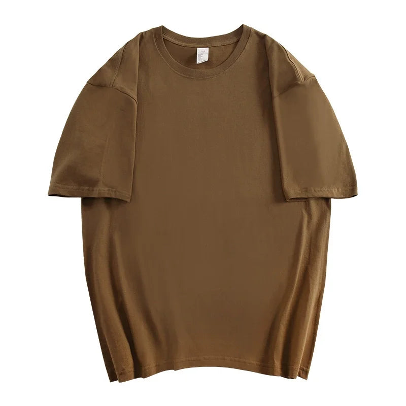 100% coton hommes femmes été T-shirt ample à manches courtes décontracté basique T-Shirt col rond couleur unie respirant unisexe hauts