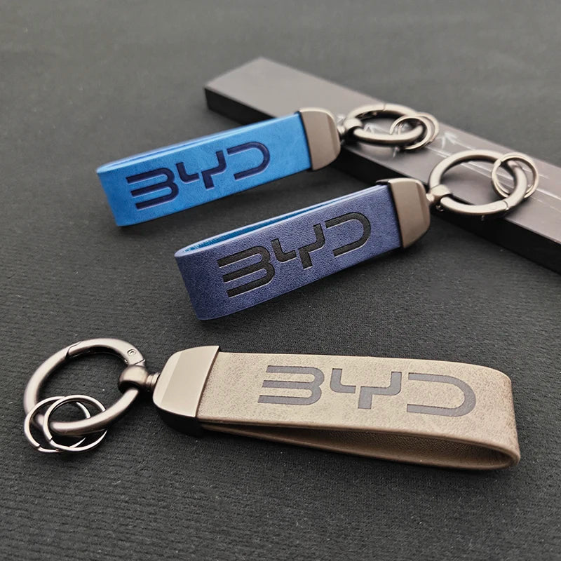 Porte-clés de voiture en cuir de luxe, Logo BYD, meilleur cadeau, accessoires automobiles, 2025