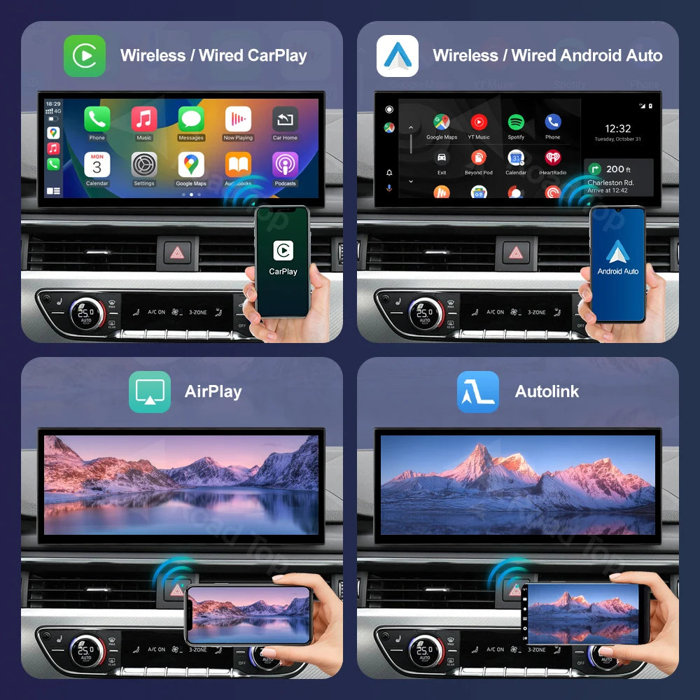 Road Top 12.3'sans fil CarPlay Android Auto écran pour Audi A4 A5 2016-2019 Airplay multimédia autoradio lecteur