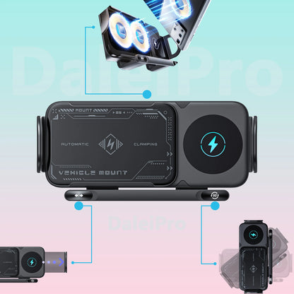 Support de téléphone pliable pour voiture, chargement sans fil, support de téléphone universel, chargeur à Rotation électrique à Induction intelligente