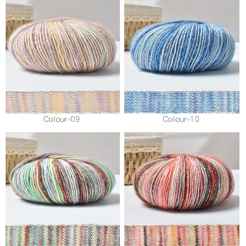 Rouleau de fil à gâteau dégradé, 50g/rouleau, bricolage, laine tricotée à la main, fil Mohair, fil de coton, fil doux au Crochet, vêtements, chapeau, écharpe