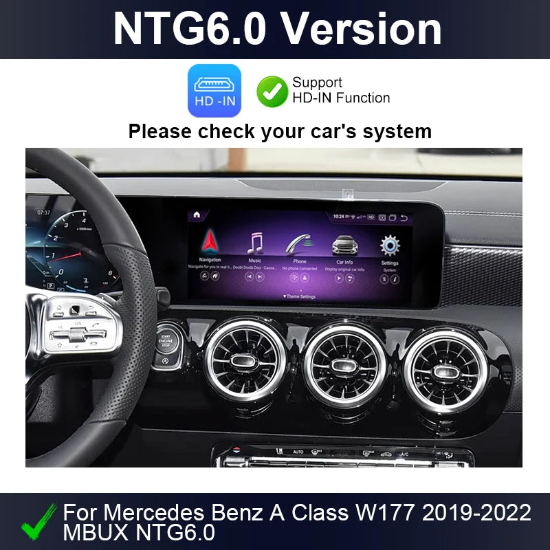 2025 sans fil CarPlay Android Auto pour Mercedes Benz classe A W177 2019-2022 MBUX NTG6.0 10.25 OEM écran miroir lien Airplay