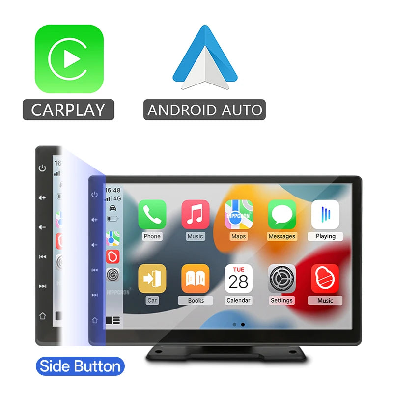 Hipppcron 9 "Radio de voiture Portable lecteur vidéo multimédia sans fil CarPlay et Android Auto IPS écran tactile BT USB TF entrée AUX