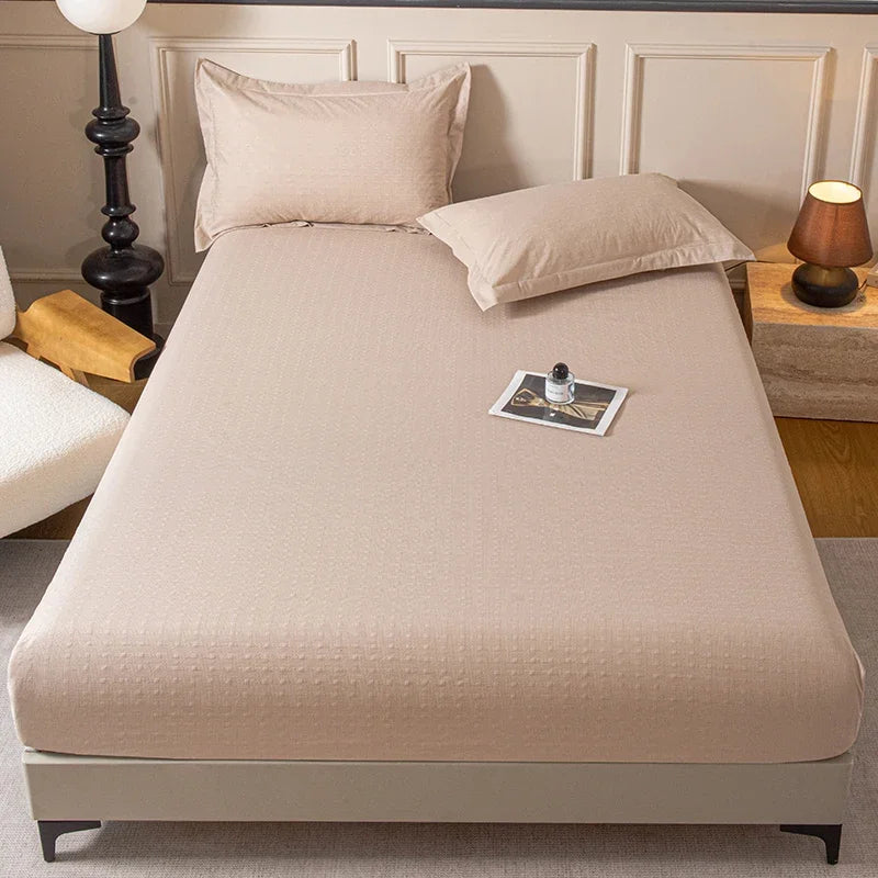 Housse de matelas unie douce pour la maison, drap-housse avec bande élastique pour lit simple, double, king, queen 90/120/150/180/200CM