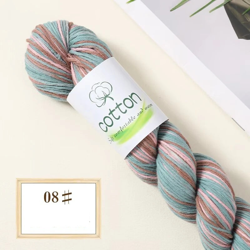 Fil dégradé 100% coton teint à la main 2mm 50g pour tricot, crochet, écharpe et pull DIY