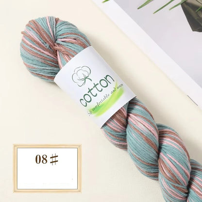 Fil dégradé 100% coton teint à la main 2mm 50g pour tricot, crochet, écharpe et pull DIY