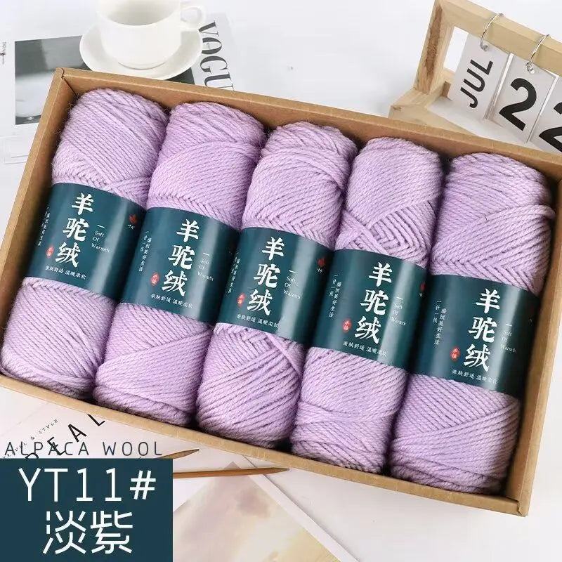 Fil de laine d'alpaga et cachemire, 500 g/ensemble, pour vêtements au Crochet, chapeaux, gants, moyennement épais, 3 plis, fil de laine tricoté à la main de haute qualité, gonflé