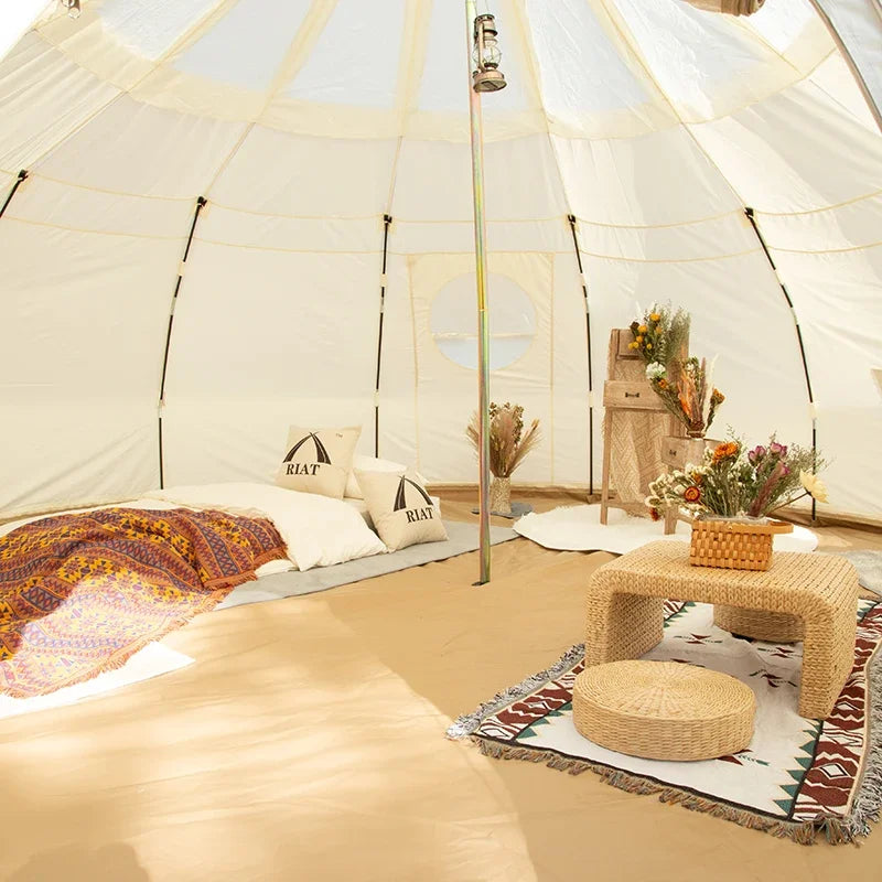 Tente Star Gazer avec logo personnalisé, 4m, 5m, 6m, quatre saisons, camping, blanc, kaki, Oxford, coton, étanche, goutte d'eau pour la fête