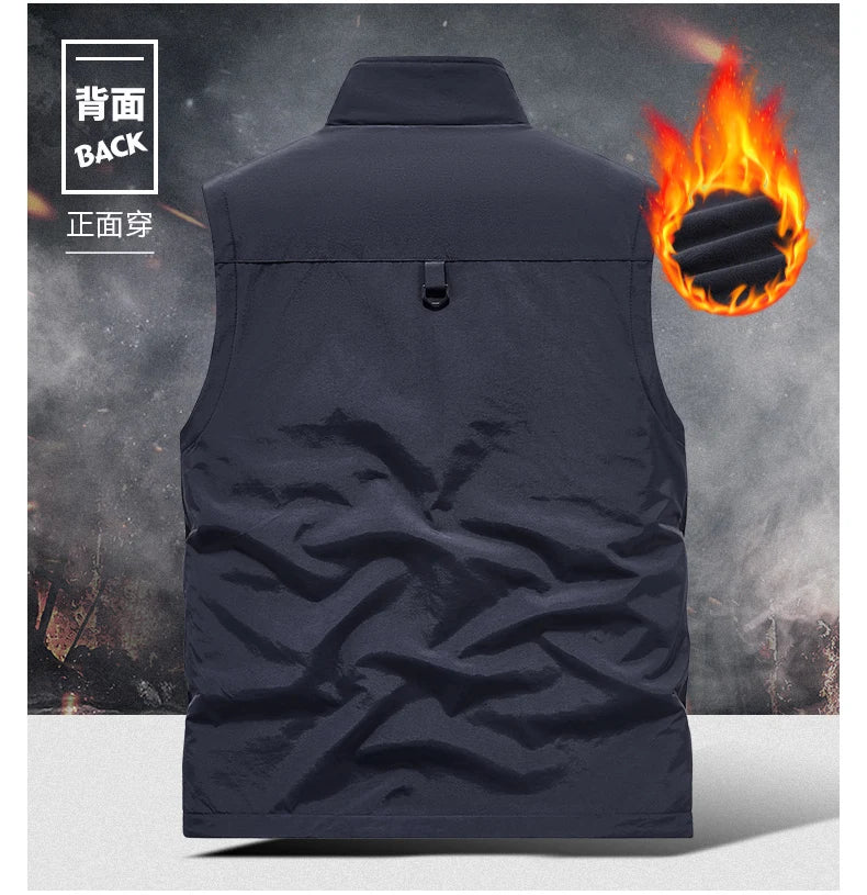 Gilet d'extérieur pour hommes, nouvel article d'automne et d'hiver avec plusieurs poches, vêtements Double face et gilet en velours, gilet ample surdimensionné