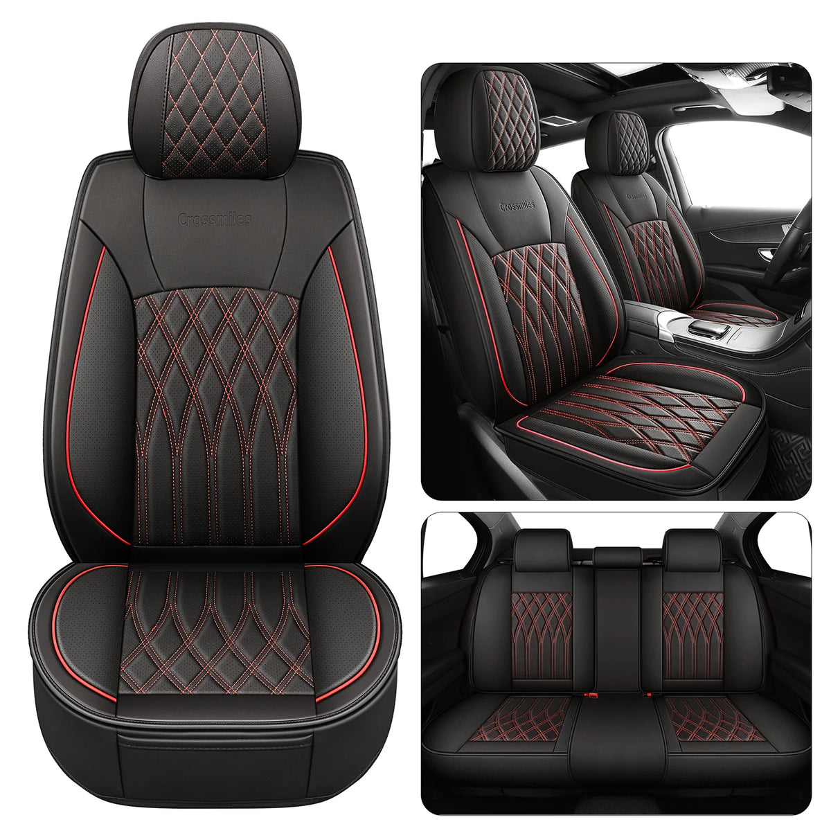 Housse de siège de voiture en cuir, 5 pièces, housse de protection imperméable pour siège automobile, ensembles complets, respirante, universelle, pour sièges complets