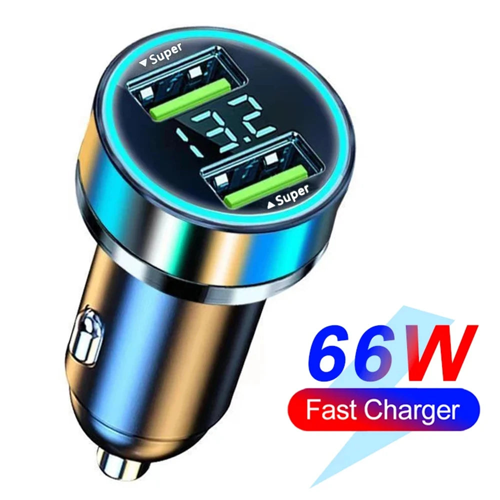 Chargeur de voiture à charge rapide, 66-250W, PD, QC3.0, une à six voitures, prise allume-cigare Laguna, charge flash avec affichage numérique