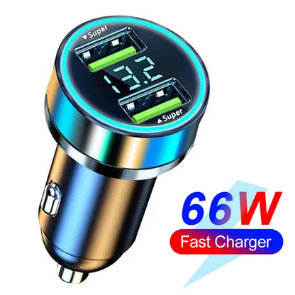 Chargeur de voiture à charge rapide, 66-250W, PD, QC3.0, une à six voitures, prise allume-cigare Laguna, charge flash avec affichage numérique