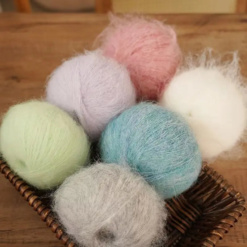 Fil de Mohair d'alpaga coloré à cheveux longs de 300 g, matériel de bricolage fait à la main, aiguilles à tricoter, pull pour femme, manteau, boule de fil de châle, 1 pièce = 6 pièces = 300 grammes
