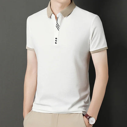 Polo à manches courtes pour hommes, couleur unie, décontracté, mode, haut d'été confortable pour les affaires et les loisirs
