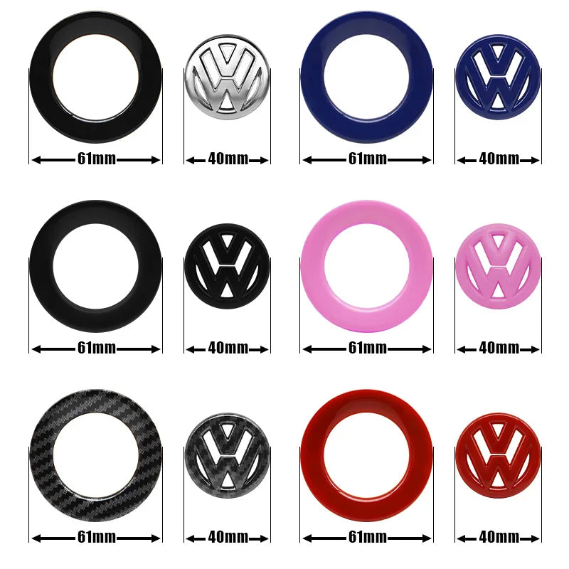 Autocollant emblème de volant de voiture ABS 40mm 61mm, pour Volkswagen VW GTI Polo Golf Caddy Jetta Sharan Passat Logo Badge accessoires