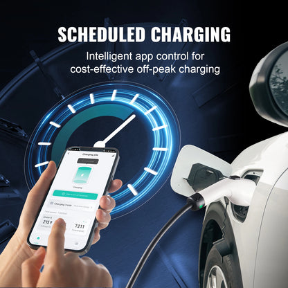 SucceBuy Chargeur EV portable Type 2 16A 3,68 kW + câble de chargement de 25 pieds, écran LCD à prise CEE 7/7 pour le chargement de voiture de véhicule électrique