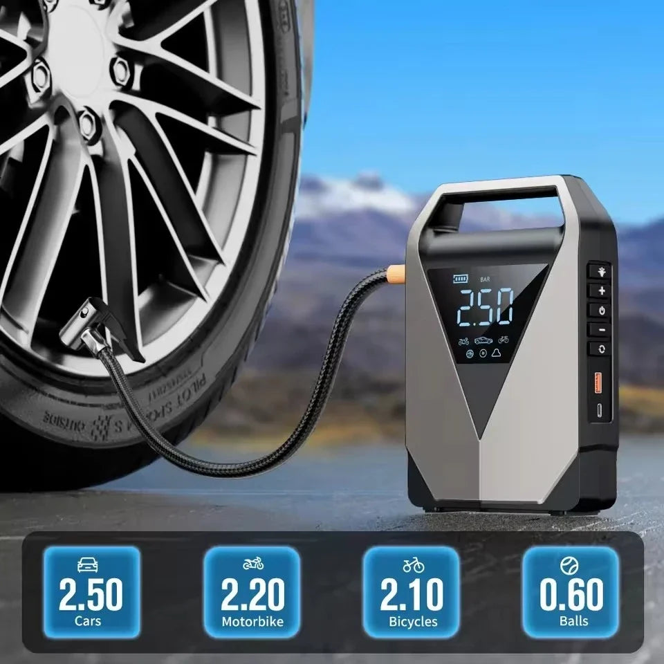 Démarreur de saut de voiture Portable, pompe à Air 150psi, compresseur d'air, pompe à pneus 2500A, Booster de batterie de voiture, dispositif de démarrage automatique, paquet de saut 12V