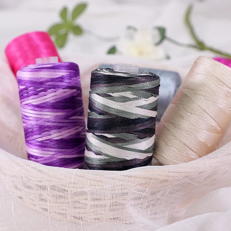 Fil de Crochet d'été en Satin, 100g/bobine, sangle conçue, fil fantaisie mélangé pour bricolage, chapeau, sac à main, pull, chapeau, 1 pièce