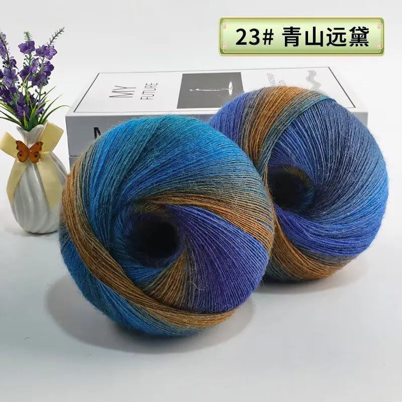 Fil de laine arc-en-ciel 200 g/ensemble, pour tricoter, châles, écharpes, pulls, vestes, chapeaux, bricolage, fil de teinture à Segment doux et confortable