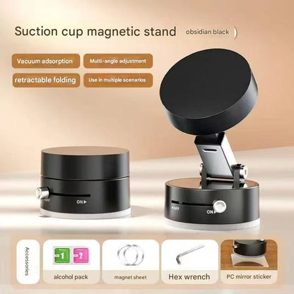 360 °   Rotation sous vide Double face ventouse magnétique Support de téléphone de voiture tableau de bord de voiture Support de cellule Mobile Support de téléphone pliable