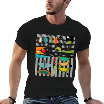 Homme coton chemise moderne homme milieu du siècle T-Shirt chemise 100% graphique # 55 t de luxe marque abstraite
