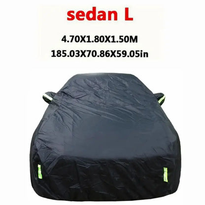 Universal SUV/Sedan Full Car Covers Outdoor Sun Snow Protection UV Car Zipper Design Black Car Case Cover S-XXL