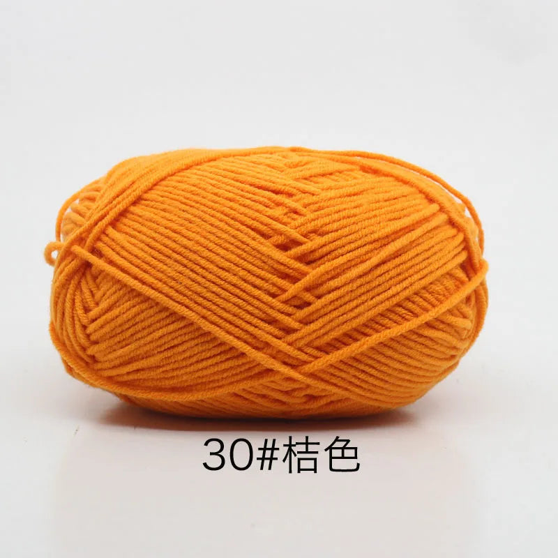 40-50 جم/المجموعة خيوط قطنية حليبية 4 طبقات (80%) للحياكة، صبغة لانا لعمل الكروشيه اليدوي، سترة قبعة دمى بسعر منخفض