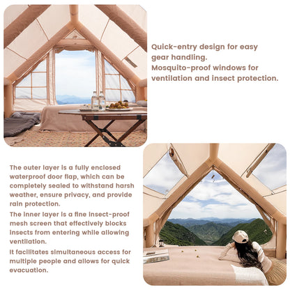 Tente de camping gonflable PAKICETUS pour 4 à 8 personnes avec fenêtres, tente de camping portable résistante à l'eau