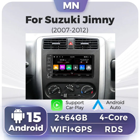2026 nouveau Android 15 autoradio sans fil Carplay écran pour Suzuki Jimny 2007-2015 GPS Navigation Wifi RDS Auto lecteur multimédia