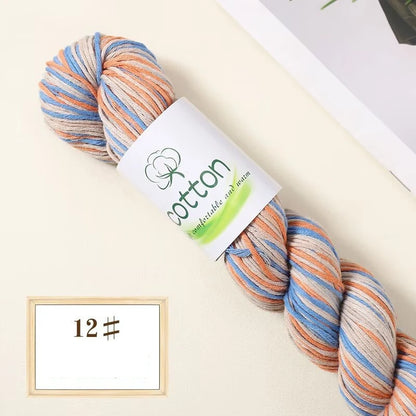 Fil dégradé 100% coton teint à la main 2mm 50g pour tricot, crochet, écharpe et pull DIY