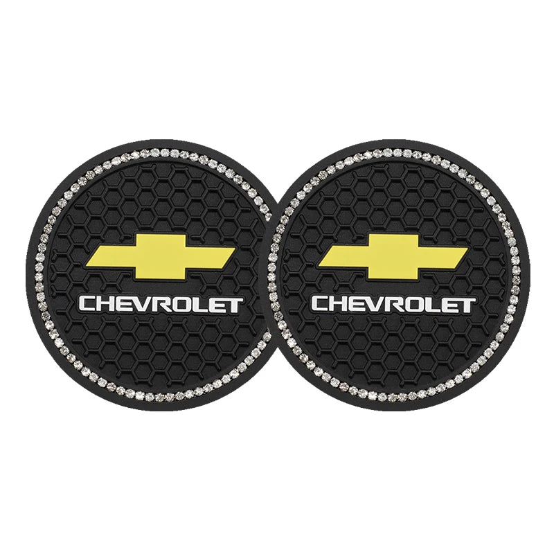 Tapis de tasse d'eau de voiture, 2 pièces, dessous de verre Anti-bruit en caoutchouc pour Chevrolet Spark Captiva Cruze Malibu Equinox Trax Camaro Blazer Traverse