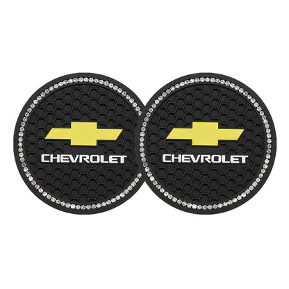 Tapis de tasse d'eau de voiture, 2 pièces, dessous de verre Anti-bruit en caoutchouc pour Chevrolet Spark Captiva Cruze Malibu Equinox Trax Camaro Blazer Traverse