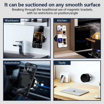 Support de voiture magnétique sous vide électrique pour téléphone portable 360 °   Rotation Forte Ventouse pour iPhone 14 15 16 Support mains libres