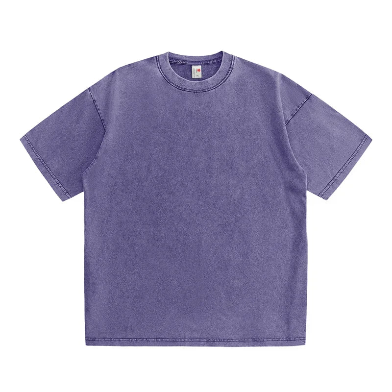 230G coton américain grande taille t-shirts hommes été Vintage vêtements lavé t-shirts décontracté à manches courtes basique hommes hauts
