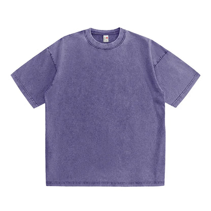 230G coton américain grande taille t-shirts hommes été Vintage vêtements lavé t-shirts décontracté à manches courtes basique hommes hauts