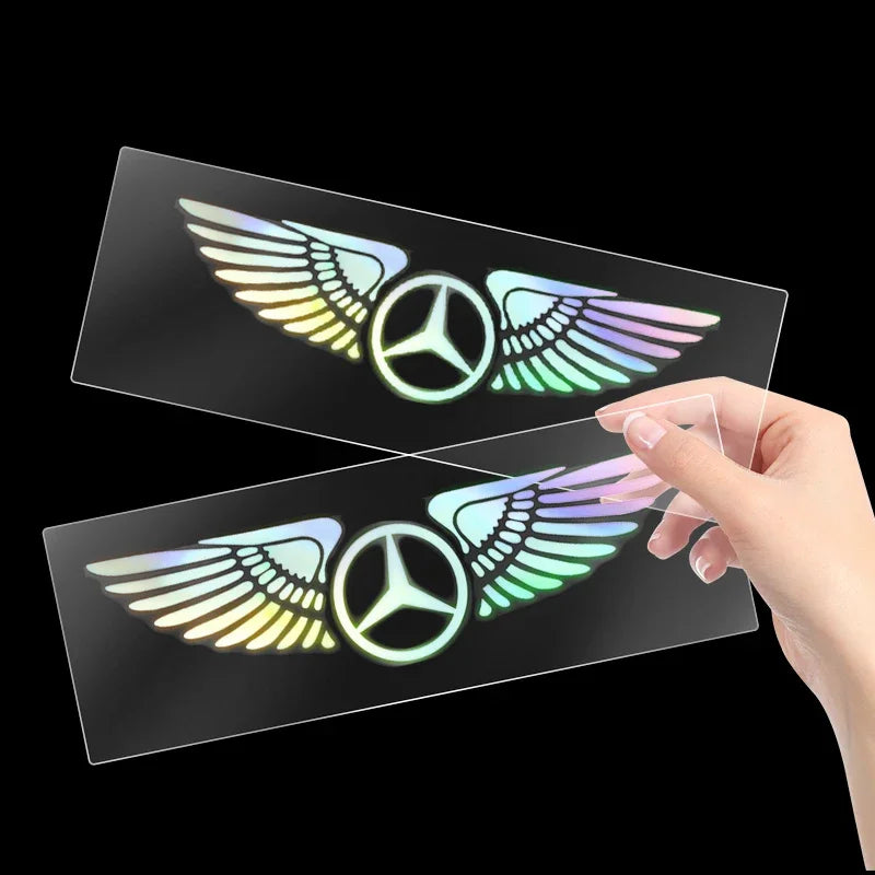 Autocollant de coffre de capot de pare-brise aile d'ange Laser coloré de voiture pour Mercedes Benz C180 C200 C260 C300 W108 W124 W126 W140 W168 W169