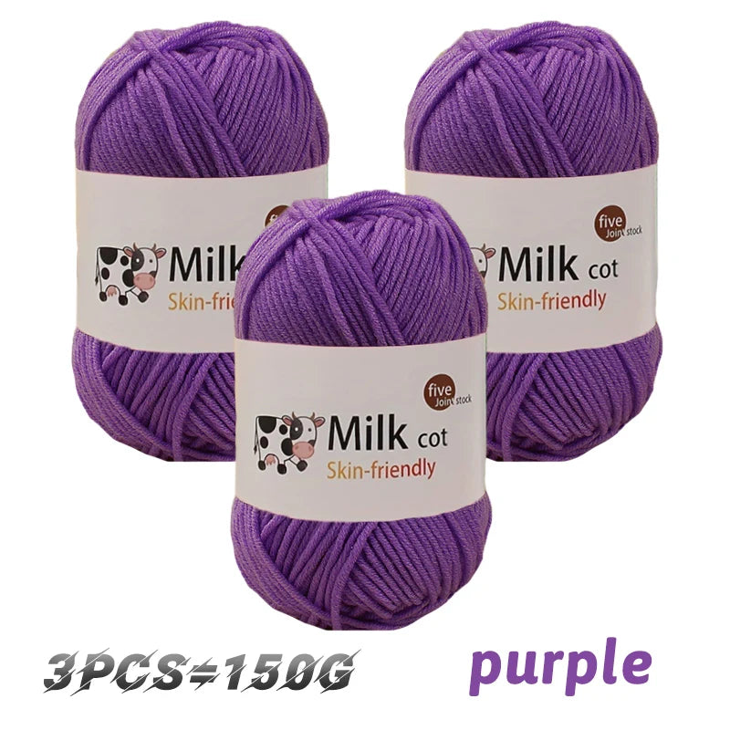 Boule de fil de lait faite à la main, aldéhyde moyen, fil de tissage bricolage, pulls à tricoter, chapeaux, écharpes et autres vêtements, 150g