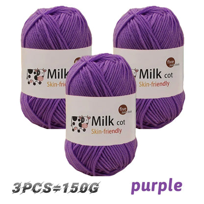 Boule de fil de lait faite à la main, aldéhyde moyen, fil de tissage bricolage, pulls à tricoter, chapeaux, écharpes et autres vêtements, 150g