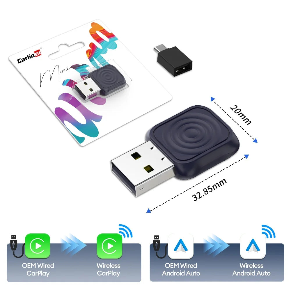 2 en 1 CarlinKit 5.0 Ultra sans fil CarPlay Android Auto adaptateur 2026 nouveau boîtier sans fil Wifi 5G pour voiture avec CarPlay filaire IOS26