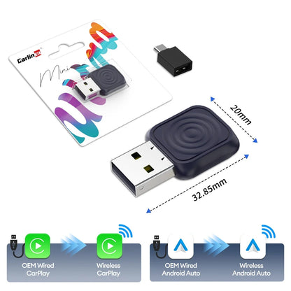2 en 1 CarlinKit 5.0 Ultra sans fil CarPlay Android Auto adaptateur 2026 nouveau boîtier sans fil Wifi 5G pour voiture avec CarPlay filaire IOS26