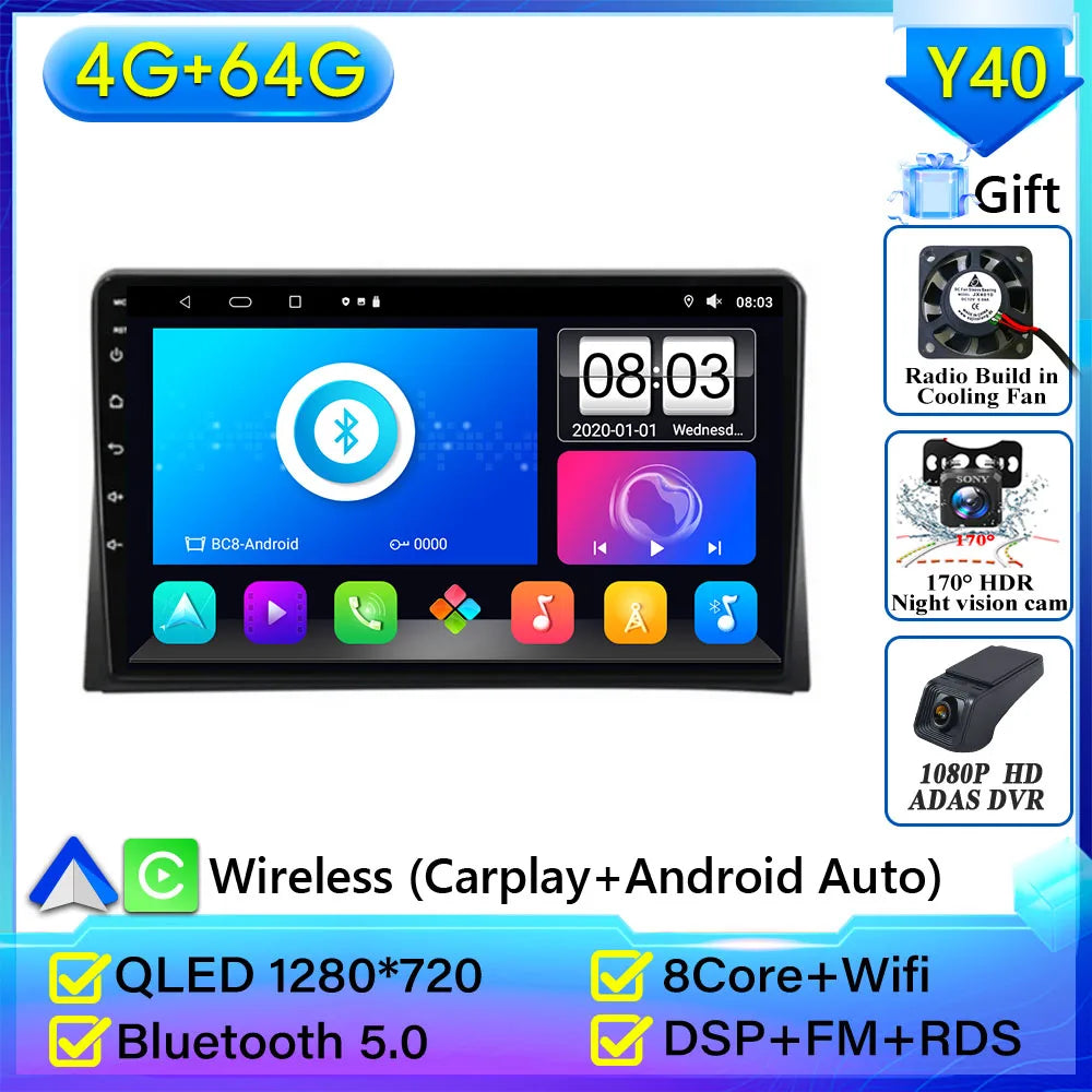 Pour Volkswagen Multivan T5 2003 2004 -2015 autoradio Carplay Navigation GPS Android Auto Android 15 affichage stéréo No 2din WiFi