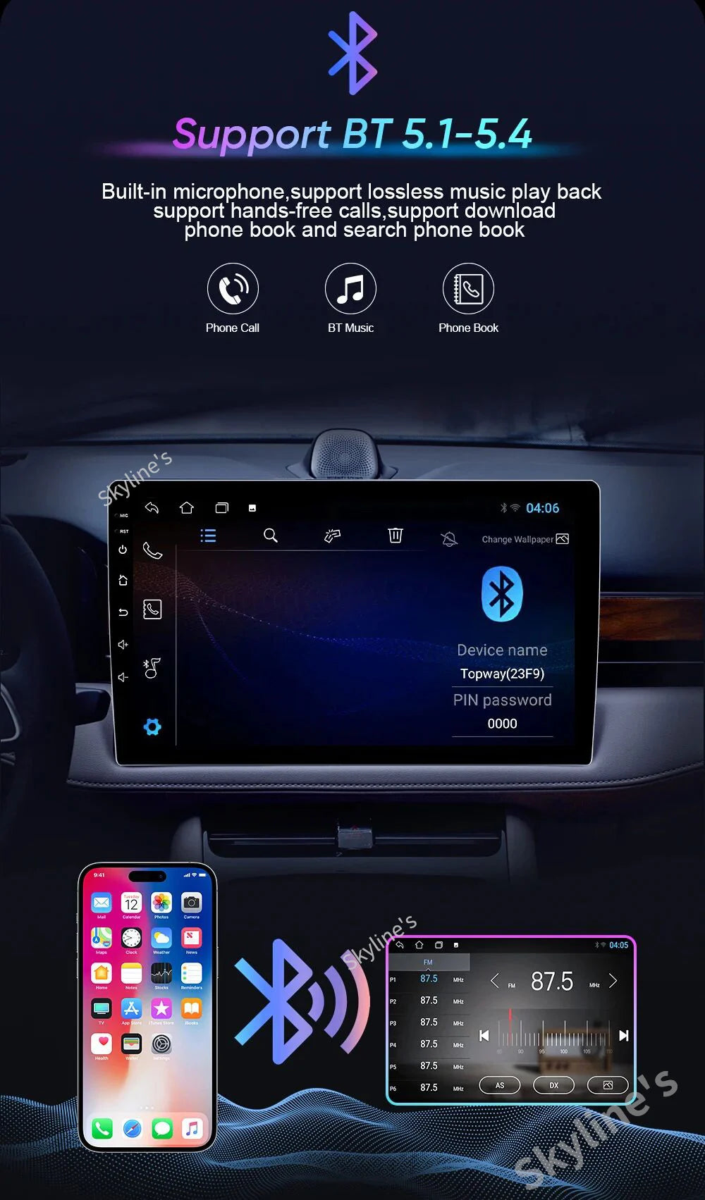 Autoradio Android 15 pour Peugeot 207 CC 207CC 2006 - 2015 sans fil Carplay Android Auto stéréo lecteur multimédia WiFi 4G 2 Din