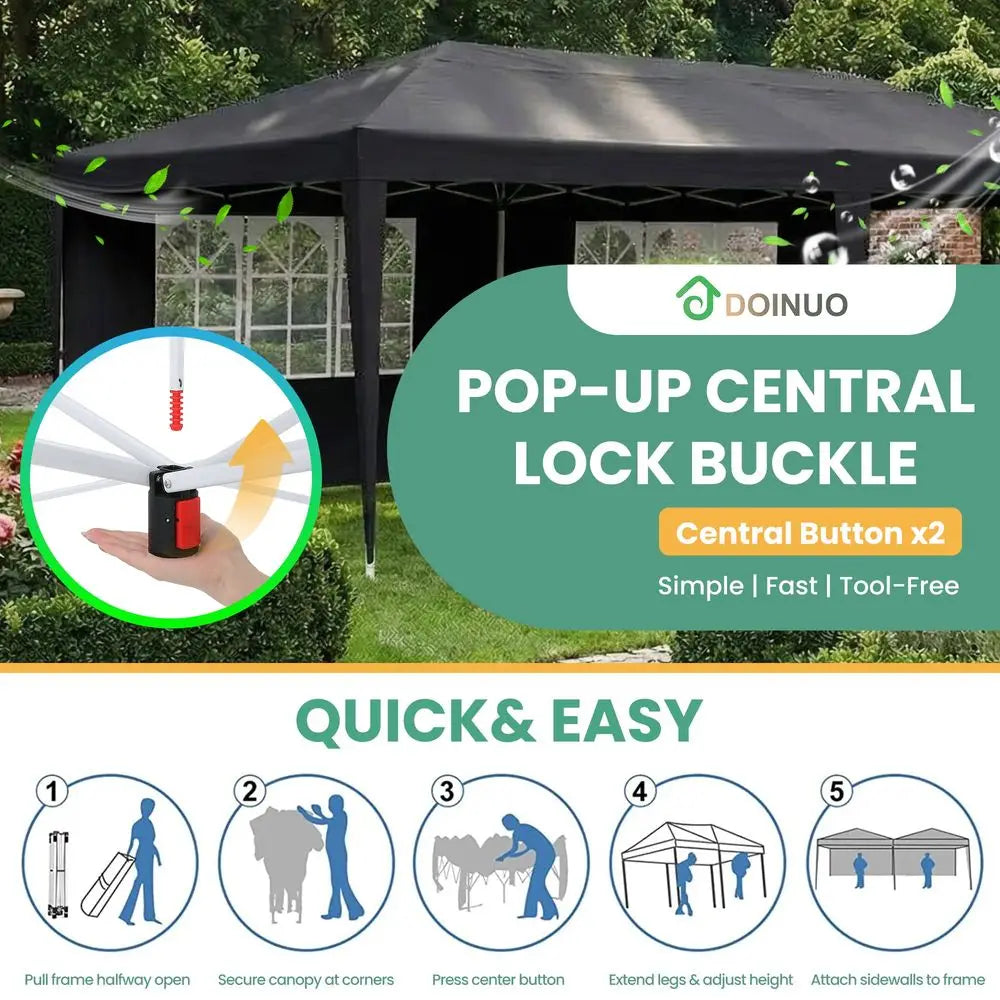 Tente de réception pliante avec 6 parois latérales, tente de mariage extérieure imperméable UV50, abri événementiel commercial, gazebo