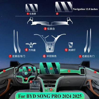 Film intérieur Transparent en TPU pour Console centrale de Navigation, autocollant de Protection PPF, accessoires pour BYD SONG PRO 2024 2025